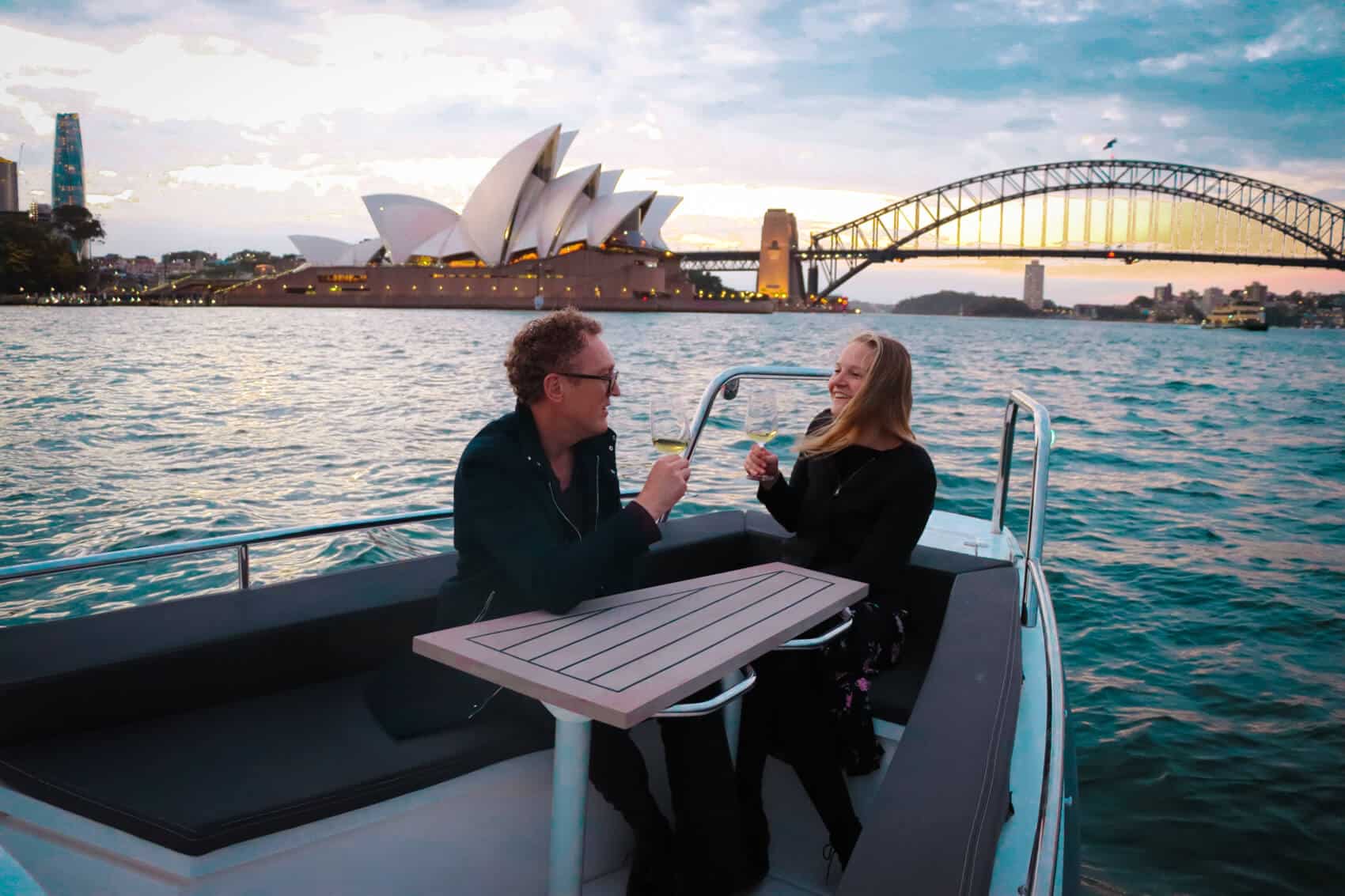a man and woman on a boat
