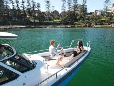 a man and woman on a boat