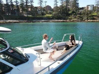 a man and woman on a boat