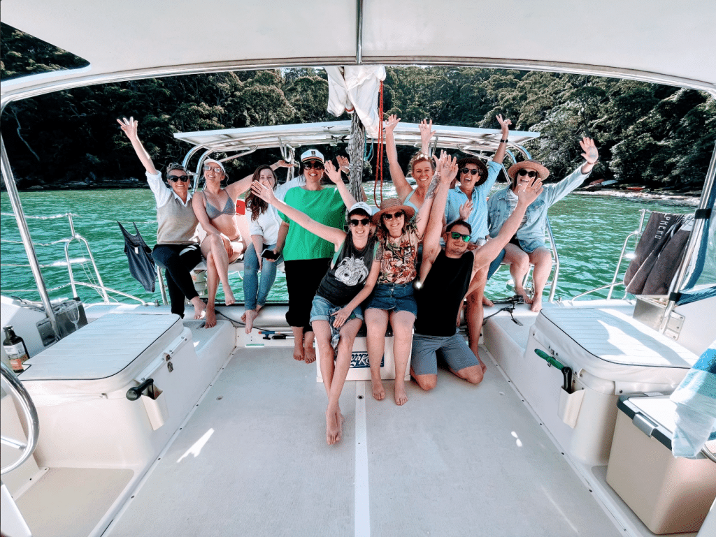 a group of people on a boat