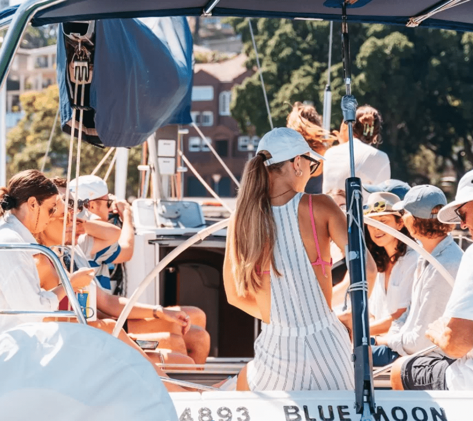 a group of people on a boat privately rented