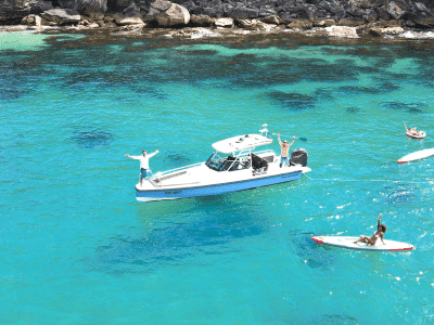axopar self drive with paddleboards