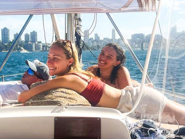 Skyline deck dining on a harbour charter