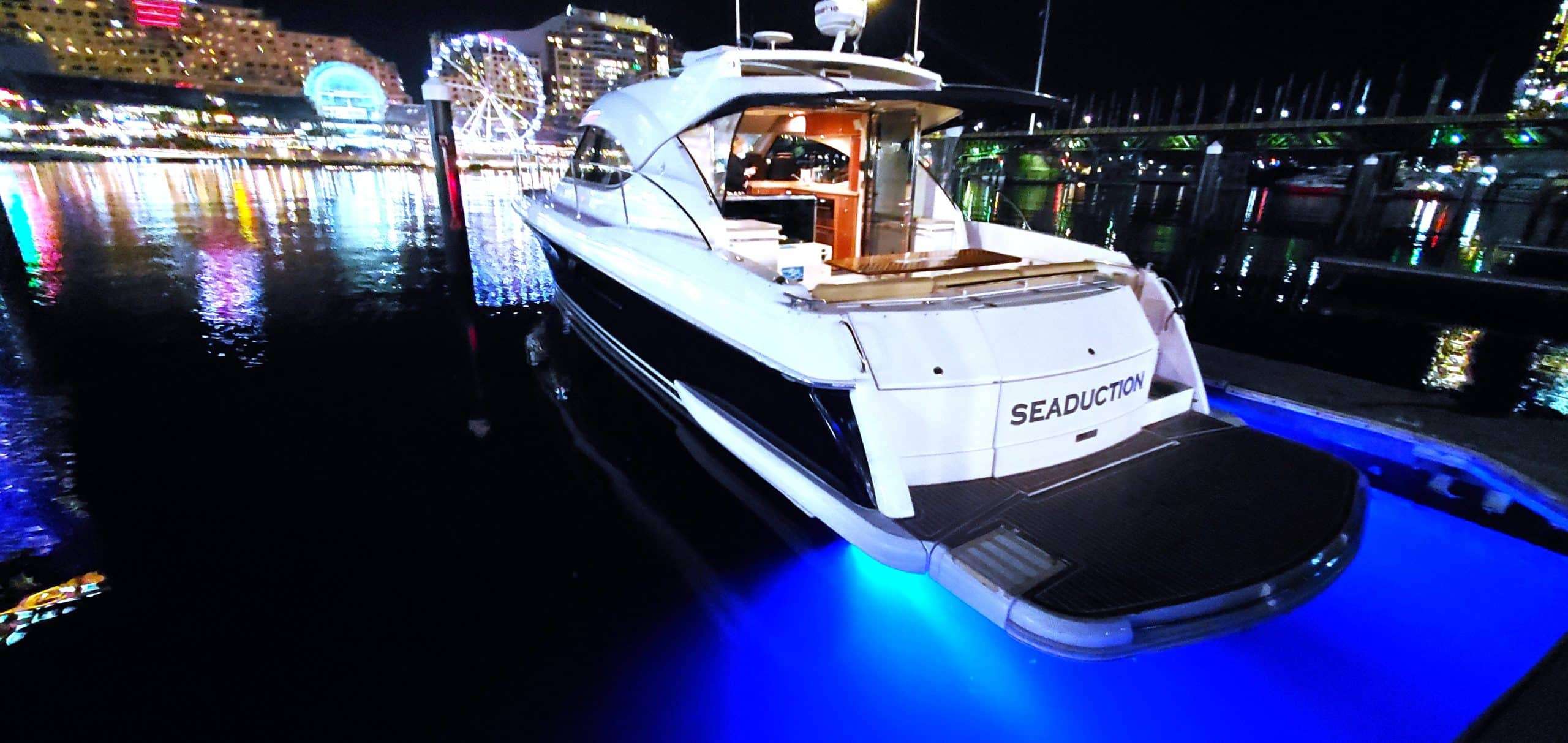 SEADUCTION_Exterior_Night_CockleBay (1) - Boat Hire from King Street Wharf