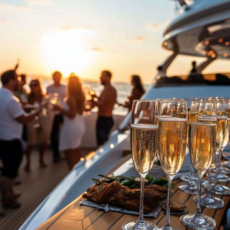 Sunset cocktails on board a Sydney Harbour yacht