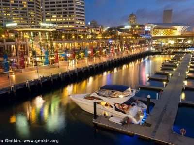 Cockle Bay Wharf and Marina After Sunset Darling Harbour Sydney NSW Australia Fine Art Photography by Ilya Genkin 1