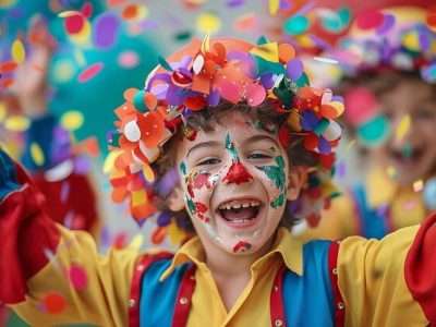 Entertaining circus fun kids at the carnival Premium AI generated image