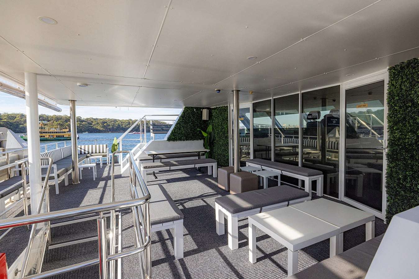 18th birthday party boat interior with dance floor on Sydney Harbour